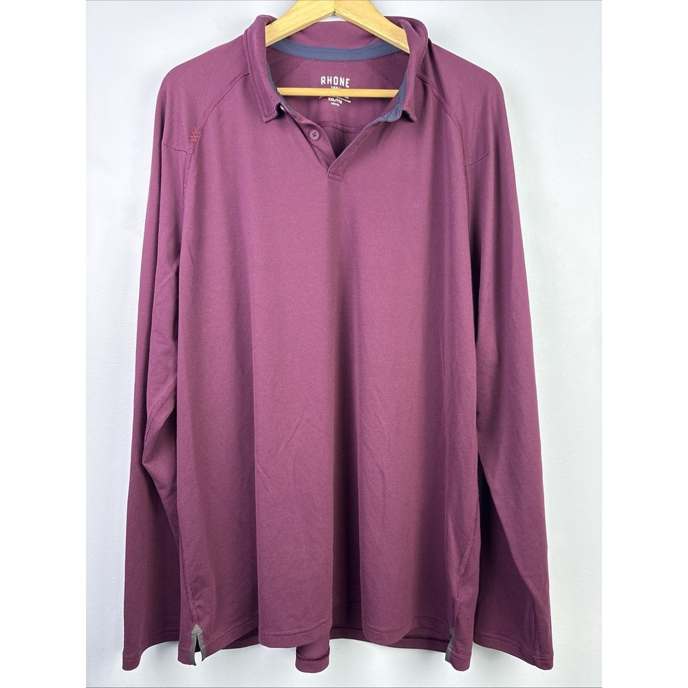 Rhone Mens XXL Red Performance Polo Shirt Lightweight Stretch Golf Raglan Sleeve